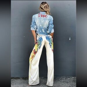Ramona Larue satin parrot pants